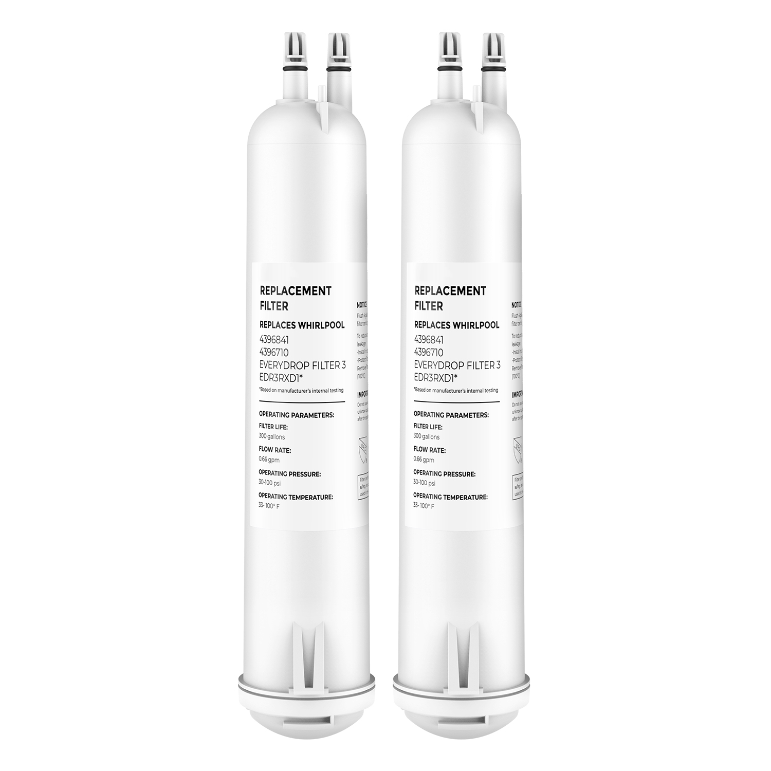 Compatible EDR3RXD1,4396841,4396710,46-9083 Refrigerator Water Filter 3 by Pzfilters 2Pcs