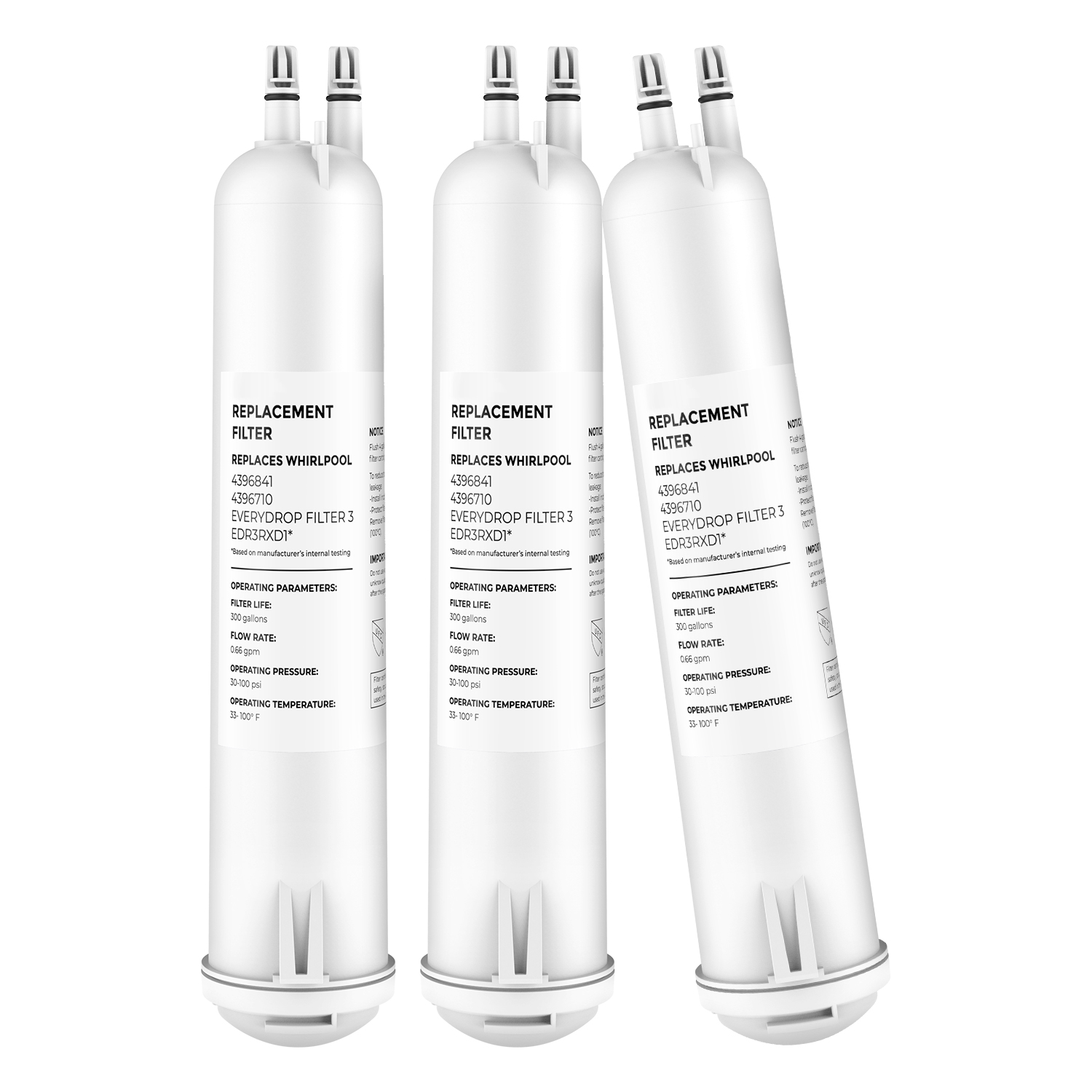 Compatible EDR3RXD1 4396841 4396710 46-90302 Refrigerator Water Filter by Pzfilters 3Pk
